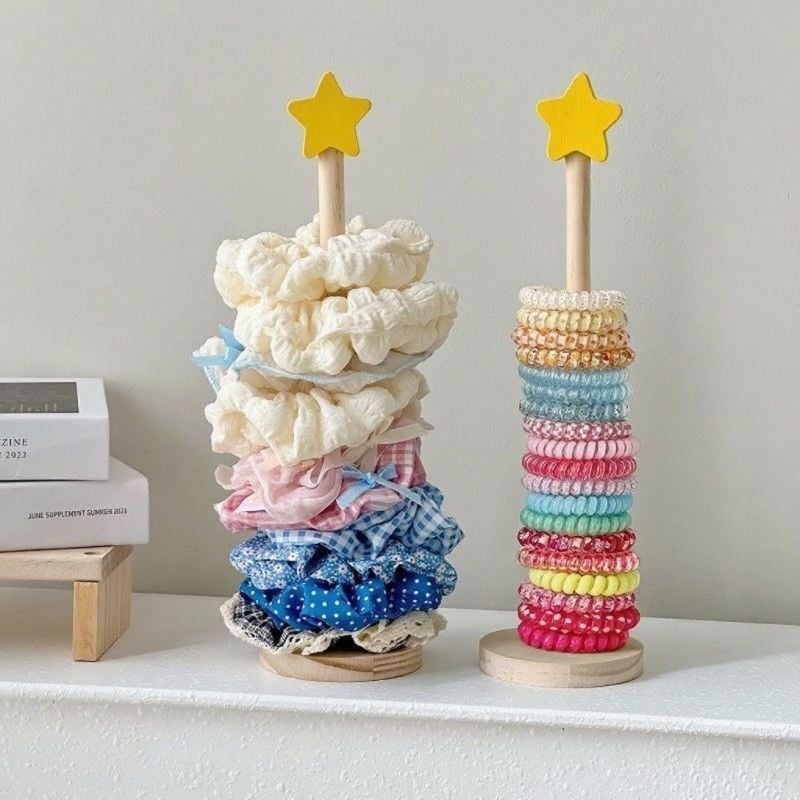 Drveni stalak za nakit – podni stalak za dodatke za kosu, stolna izložba, 1 etaža, moderan minimalistički stil