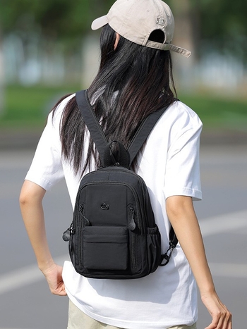 Geantă crossbody pentru călătorii casual, exterior din nailon, căptușeală din bumbac, închidere cu fermoar, impermeabilă