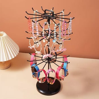 Prijenosni 3-etaski metalni stalak za izlaganje nakita, ruževa, ključeva i satova — nordijski stil, željezna umjetnost Wu Ze Hardware