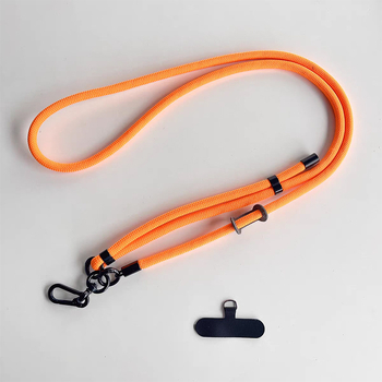 Popruh na mobil – nastaviteľný, s odnímateľným crossbody klipom, kovová spona, polyestrové lano, kovový prívesok