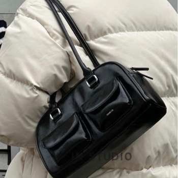 Boston táska városi egyszerűséggel, PU anyag, horizontális négyszögletes forma, cipzár