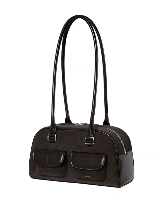 Boston táska városi egyszerűséggel, PU anyag, horizontális négyszögletes forma, cipzár