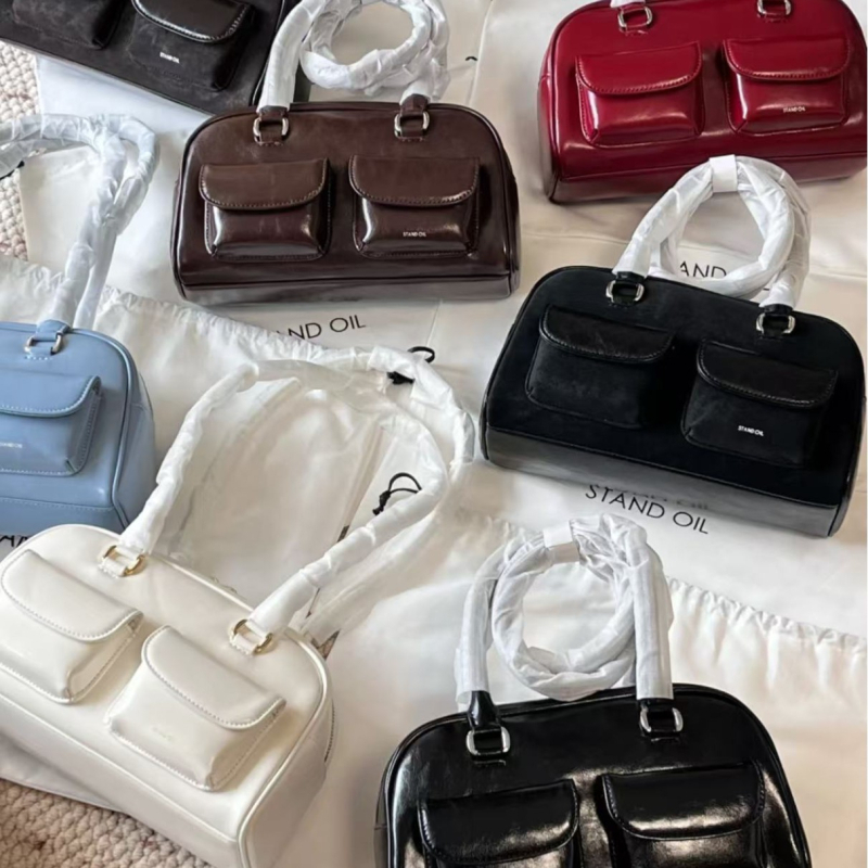 Boston táska városi egyszerűséggel, PU anyag, horizontális négyszögletes forma, cipzár