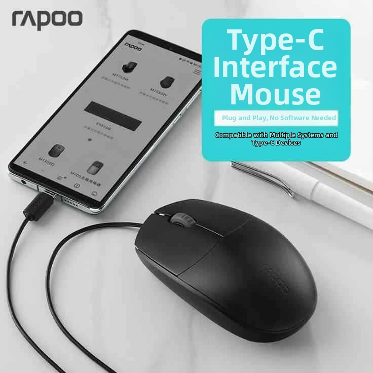 Rapoo N100 juhtmega USB optiline hiir sülearvutile, 1600 DPI, 3 nuppu, ergonoomiline
