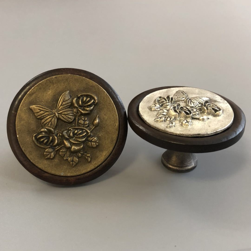 ARTIC W17145 mâner pentru dulap/sertar cu floare încrustată — placare electroplată, montaj pe suprafață, stil Nou Chinezesc / Simplitate modernă / Lux ușor