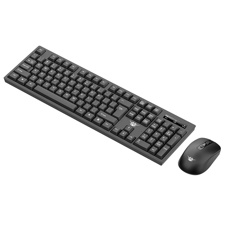 Set tastatură și mouse fără fir, 2.4G, taste silențioase, 104 taste, 1600 DPI, Plug and Play