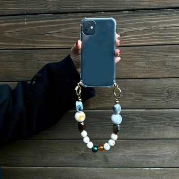 Șnur pentru telefon mobil cu mărgele de rășină, lucrat manual, pandant detașabil cu mărgele neregulate, șnur din sârmă, cataramă metalică