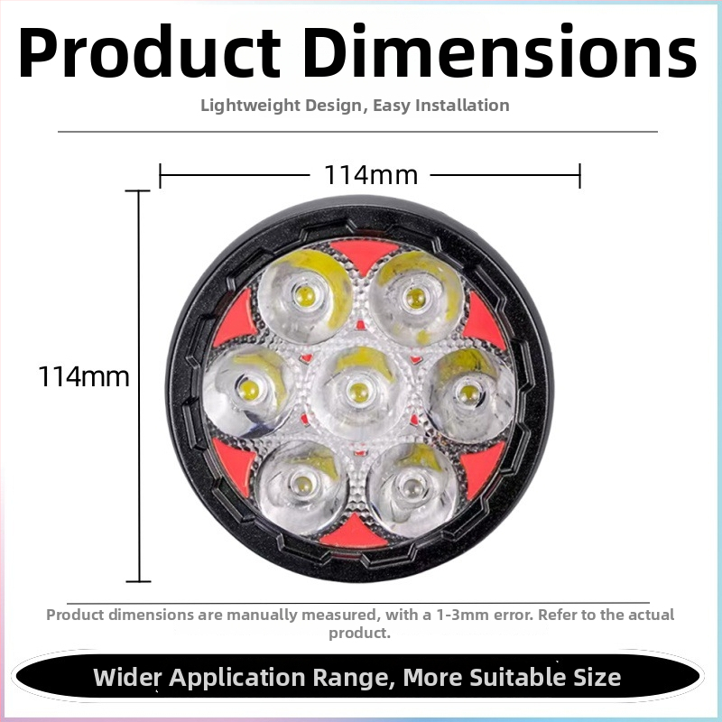 7‑LED kruhový LED reflektor na motocykel, 70W, 12-36V, IP67, 2700 lm, univerzálne použitie