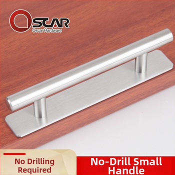 Nerūdijančio plieno rankena be gręžimo, lipni paviršiaus tvirtinimas durims ir spintelėms, modernus minimalistinis dizainas
