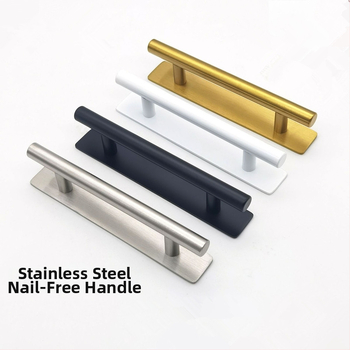 Nerūdijančio plieno rankena be gręžimo, lipni paviršiaus tvirtinimas durims ir spintelėms, modernus minimalistinis dizainas
