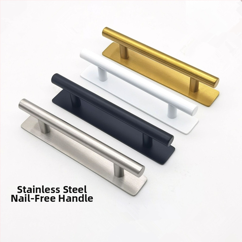 Nerūdijančio plieno rankena be gręžimo, lipni paviršiaus tvirtinimas durims ir spintelėms, modernus minimalistinis dizainas