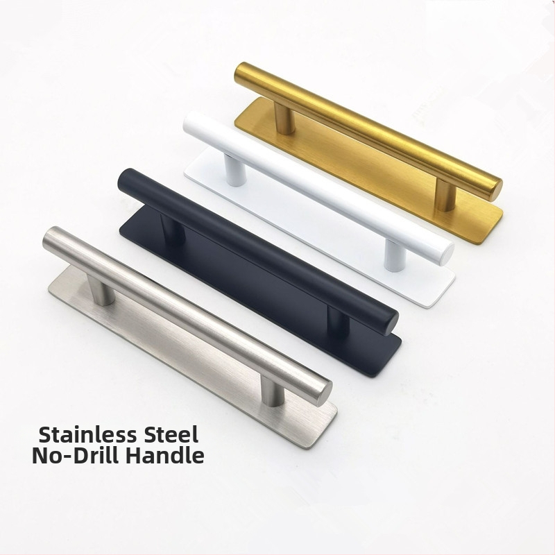 Nerūdijančio plieno rankena be gręžimo, lipni paviršiaus tvirtinimas durims ir spintelėms, modernus minimalistinis dizainas