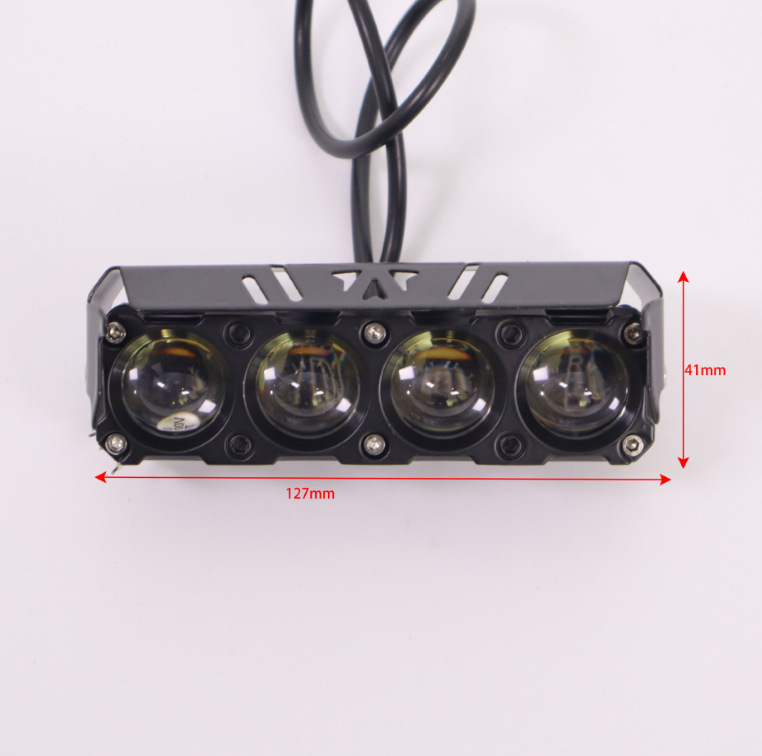 TCYATO Vanjski LED Projktor za Motocikl – Projektor sa Četiri Leće, Visok i Niži Snop, Aluminijsko Kućište, IP68, 12-80V, 20W