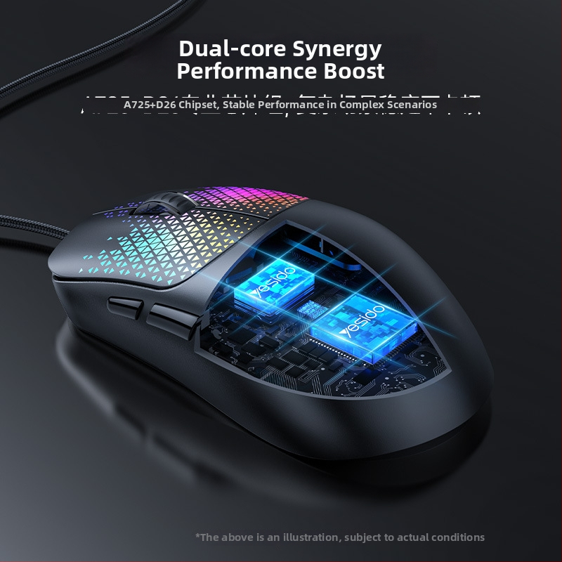 Yesido laidinė žaidimų pelė, 7 mygtukai, 5600dpi, USB, ergonomiška e-sporto pelė