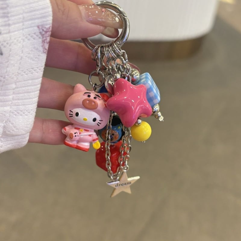 Traka za telefon Hello Kitty s lančićem od zvijezda (Hello Kitty motiv; lančić od zvijezda; ručno rađeno; PVC traka; prilagodljivo)