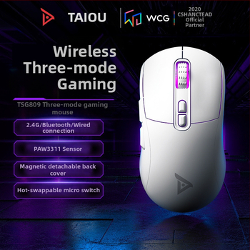 Titanium TSG809 Bezvadu spēļu pele ar Bluetooth dubult režīmu (2.4G + Bluetooth), uzlādējama, DPI 10000, 7 pogas, USB savienojums