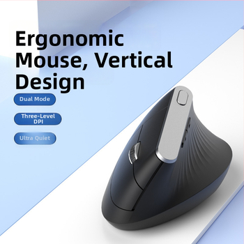 Mouse Bluetooth vertical ergonomic, dual-mode, silențios, 7 butoane, DPI 800–2400, modelul 890, Plug‑and‑Play