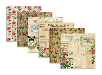 Ρετρό αυτοκόλλητα για scrapbooking, μη αυτοκόλλητο φόντο με μοτίβδες χαρτιού, χειροποίητη τέχνη από χαρτί, εκτυπωμένο