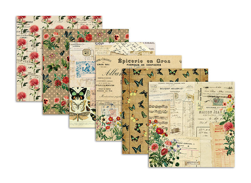 Ρετρό αυτοκόλλητα για scrapbooking, μη αυτοκόλλητο φόντο με μοτίβδες χαρτιού, χειροποίητη τέχνη από χαρτί, εκτυπωμένο