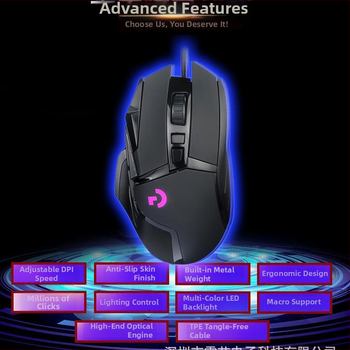 G502 laidinė žaidimų pelė su 5600 DPI lazeriniu jutikliu, 10 programuojamų mygtukų, RGB apšvietimas, makro redaktorius, 4 krypties ratukas