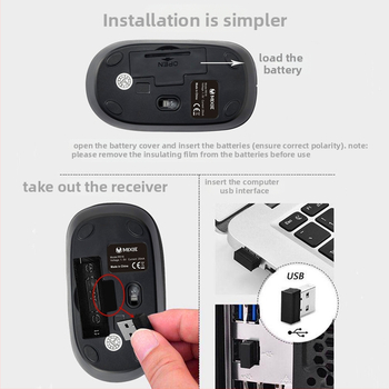 Bezdrôtová myš R516 pre notebook a stolný počítač, USB prijímač, 2,4 GHz, 1000 DPI, 3 tlačidlá, ergonomický dizajn