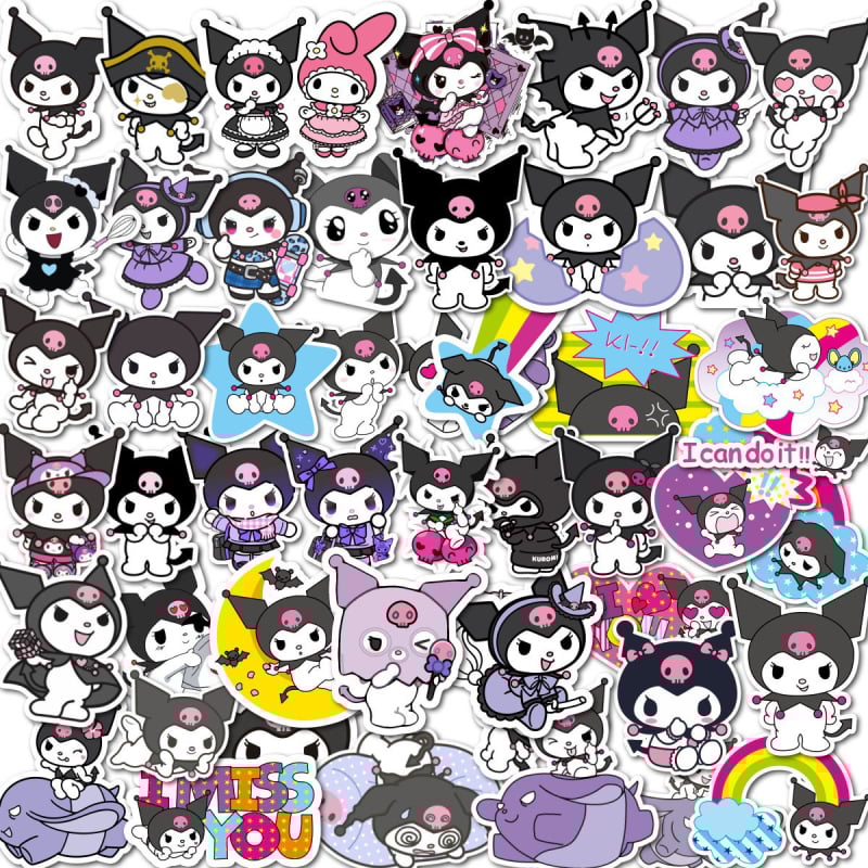Αυτοκόλλητα Kuromi graffiti – σετ 50 τεμαχίων, DIY διακόσμηση για κινητά, φλιτζάνια και πατίνια