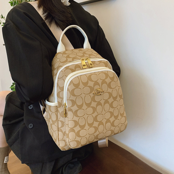 Дамска PU раница, цип за затваряне, пролет 2025, мека конструкция, с междинен слой; вътрешни джобове: джоб за лаптоп, джоб за телефон, тайният джоб с цип — за свободно време пътуване