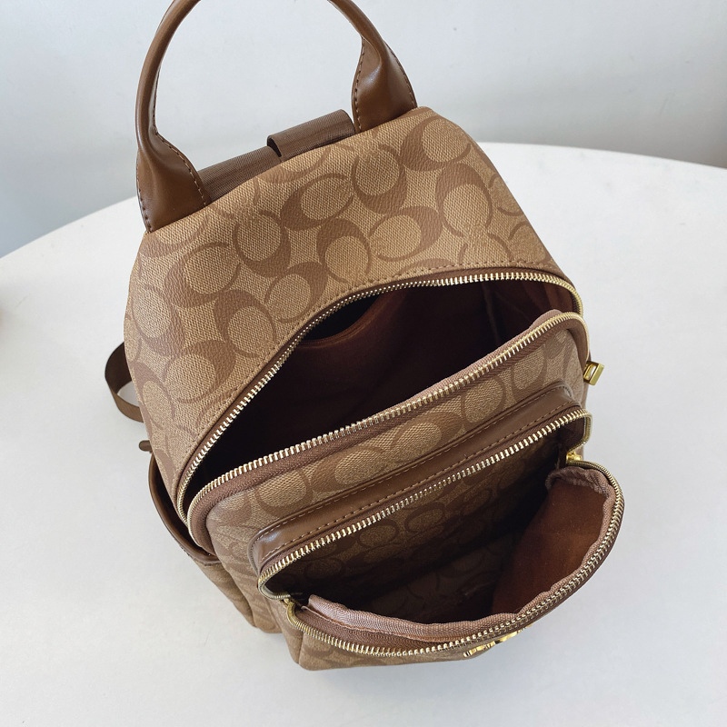 Дамска PU раница, цип за затваряне, пролет 2025, мека конструкция, с междинен слой; вътрешни джобове: джоб за лаптоп, джоб за телефон, тайният джоб с цип — за свободно време пътуване