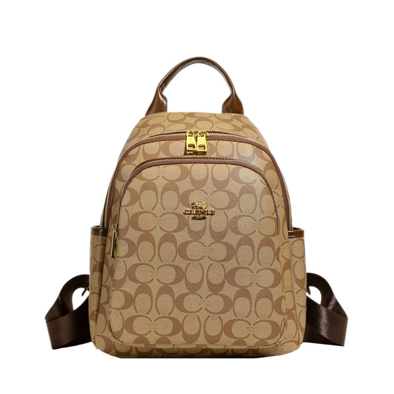 Дамска PU раница, цип за затваряне, пролет 2025, мека конструкция, с междинен слой; вътрешни джобове: джоб за лаптоп, джоб за телефон, тайният джоб с цип — за свободно време пътуване