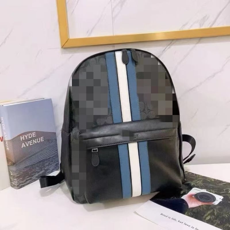 Pánsky kožený batoh pre biznis a cestovanie, pre 14-palcový notebook, objem 20–35L, pruhovaný vzor