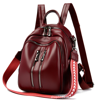 Дамска PU раница, градски минималистичен стил, ципно затваряне, водоустойчива, подплата от полиестер