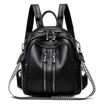 Дамска PU раница, градски минималистичен стил, ципно затваряне, водоустойчива, подплата от полиестер