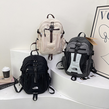 Unisex nylon ruksak za putovanja i školu, kapacitet do 20 L, kompatibilan s 8-inčnim prijenosnim računalom, prozračne zakrivljene naramenice, podstava od poliestera, street stil