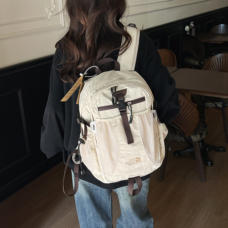 Unisex nylon ruksak za putovanja i školu, kapacitet do 20 L, kompatibilan s 8-inčnim prijenosnim računalom, prozračne zakrivljene naramenice, podstava od poliestera, street stil