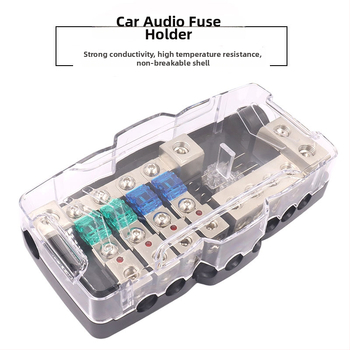 Automobilio garso įrenginių saugiklių dėžutė su LED, dvi įėjimai ir keturi išėjimai, cinko lydinys, 12–48 V, 10 W, modelis Afs