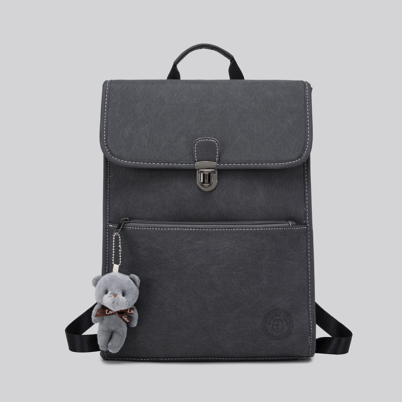 Унисекс PU раница за лаптоп с капак - отделение за лаптоп, джоб с цип и джоб за телефон, водоустойчива, защита срещу кражба, за ежедневна употреба