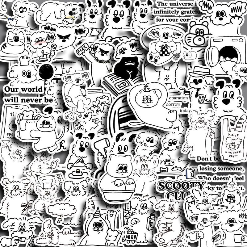 Αυτοκόλλητα ημερολογίου – κουτάβι σε καρτούν στυλ, γλυκό, μινιμαλιστικός σχεδιασμός; 70 τεμάχια; Κόλλα: Ναι; Κατασκευή: Εκτύπωση