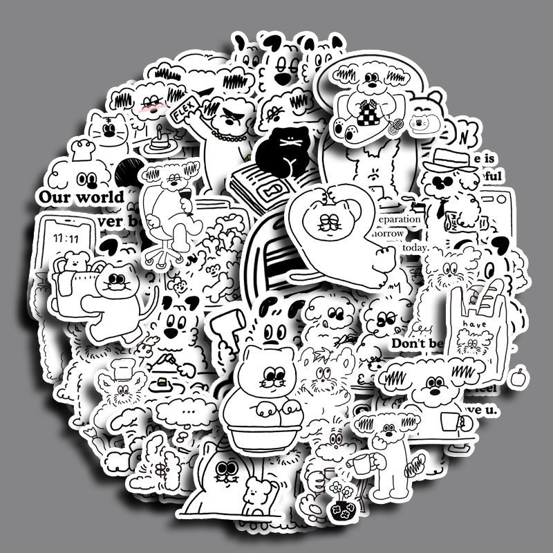 Αυτοκόλλητα ημερολογίου – κουτάβι σε καρτούν στυλ, γλυκό, μινιμαλιστικός σχεδιασμός; 70 τεμάχια; Κόλλα: Ναι; Κατασκευή: Εκτύπωση