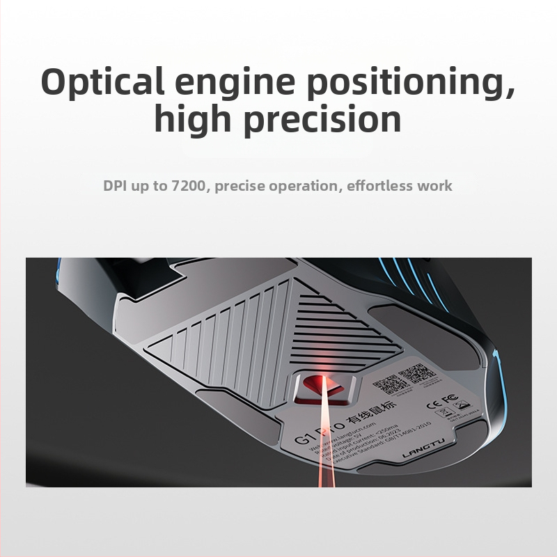 G1Pro Drôtová herná myš, 7200 DPI, 8 tlačidiel, USB, 1,5 m kábel, ergonómia