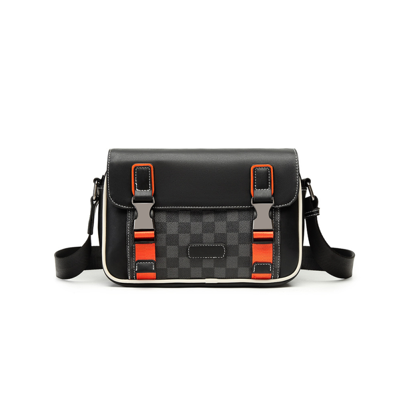 Férfiaknak szóló crossbody táska PU bőrből, vízálló, kockás mintázat, poliészter bélés, Fairy wood Márka
