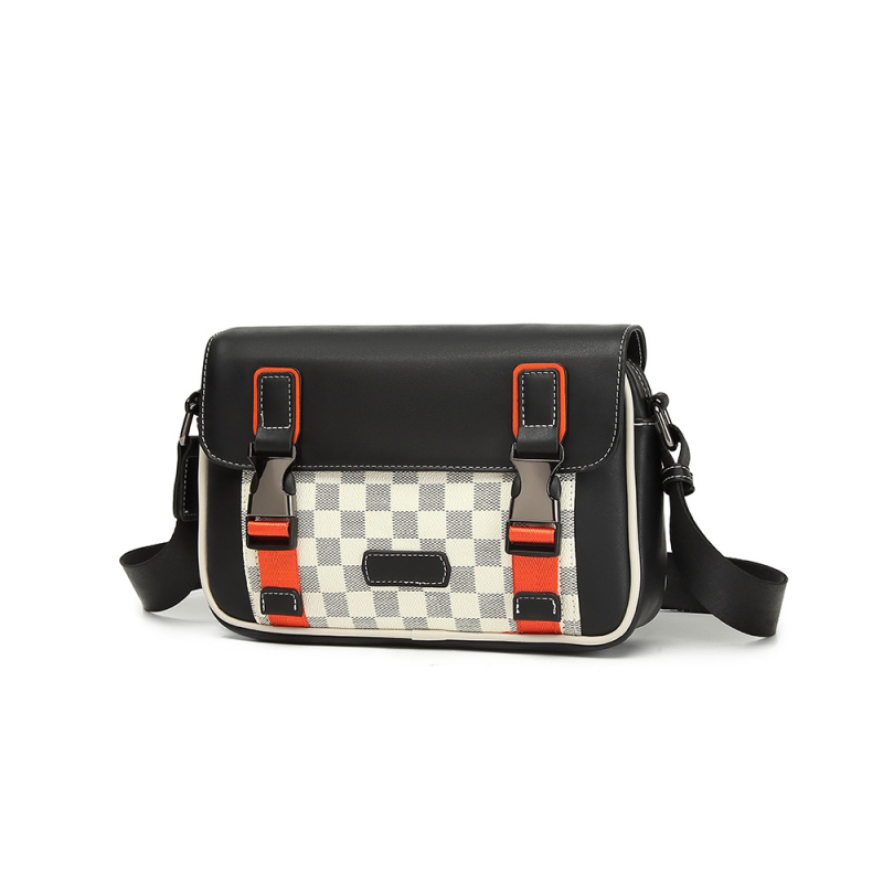 Férfiaknak szóló crossbody táska PU bőrből, vízálló, kockás mintázat, poliészter bélés, Fairy wood Márka