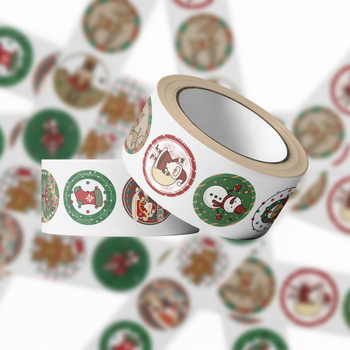 Yihe Gingerbread Man Χριστουγεννιάτικα αυτοκόλλητα σε ρολό για DIY θήκη κινητού, αδιάβροχο PVC, γλυκό στυλ, 45 g, εκτύπωση