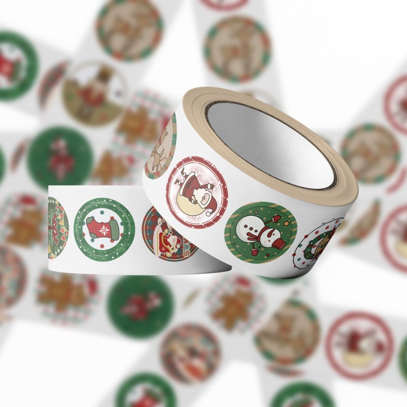 Yihe Gingerbread Man Χριστουγεννιάτικα αυτοκόλλητα σε ρολό για DIY θήκη κινητού, αδιάβροχο PVC, γλυκό στυλ, 45 g, εκτύπωση