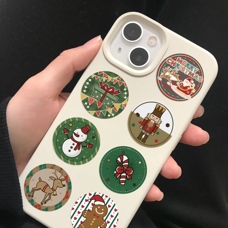 Yihe Gingerbread Man Χριστουγεννιάτικα αυτοκόλλητα σε ρολό για DIY θήκη κινητού, αδιάβροχο PVC, γλυκό στυλ, 45 g, εκτύπωση