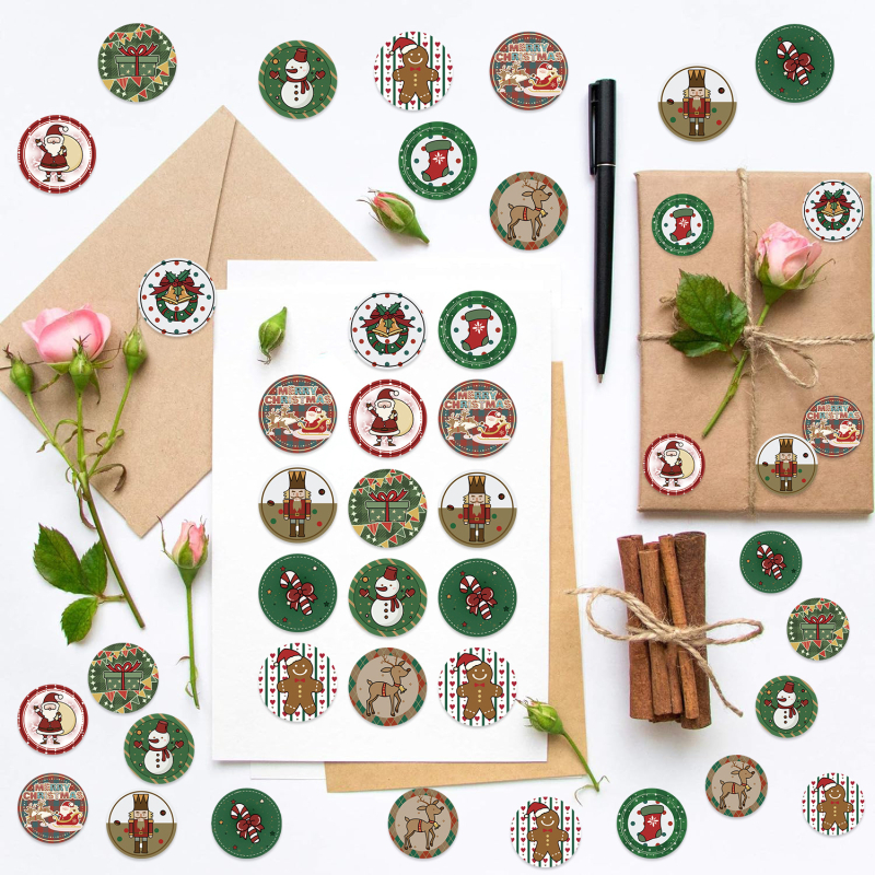 Yihe Gingerbread Man Χριστουγεννιάτικα αυτοκόλλητα σε ρολό για DIY θήκη κινητού, αδιάβροχο PVC, γλυκό στυλ, 45 g, εκτύπωση