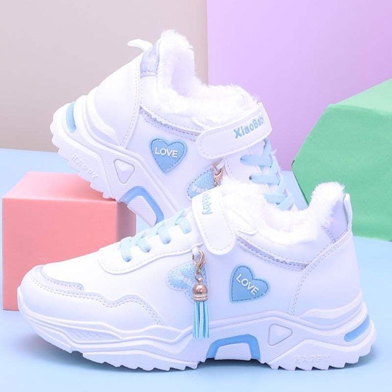 Момичешки зимни кецове с флисово подплъване, горна част от мрежа, вътрешна подплата от кожа, закопчаване с велкро, подметка от естествен каучук