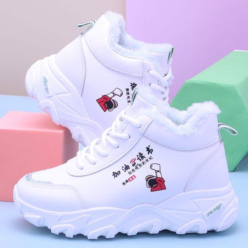 Момичешки зимни кецове с флисово подплъване, горна част от мрежа, вътрешна подплата от кожа, закопчаване с велкро, подметка от естествен каучук