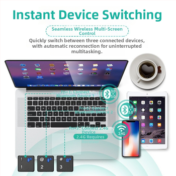 Bezvadu tastatūras un pelešu komplekts, 100 tausti, Bluetooth un 2.4G dubultā režīmā, plug-and-play, ergonomisks