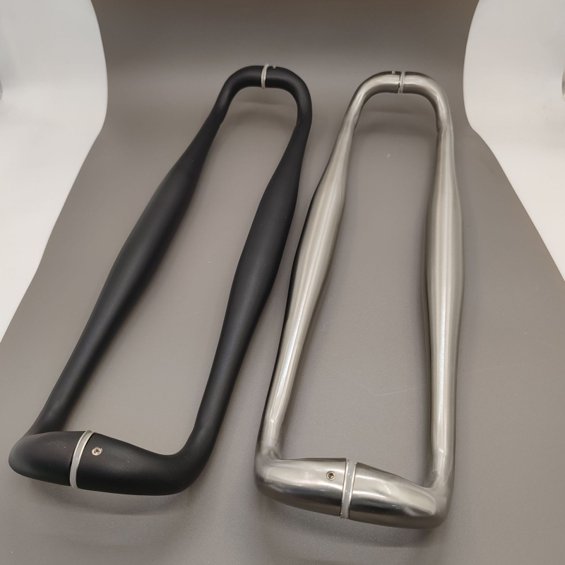 Drška za vrata od nehrđajućeg čelika za staklena vrata, cijevnog oblika, završna površina s četkanim efektom, elektrogalvanizacija