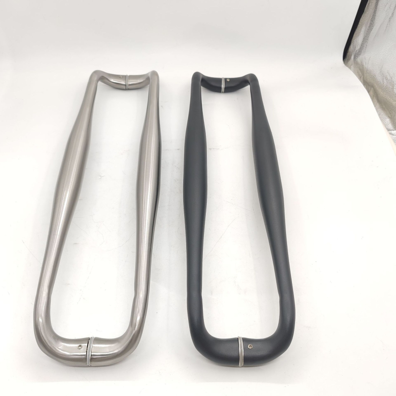 Drška za vrata od nehrđajućeg čelika za staklena vrata, cijevnog oblika, završna površina s četkanim efektom, elektrogalvanizacija